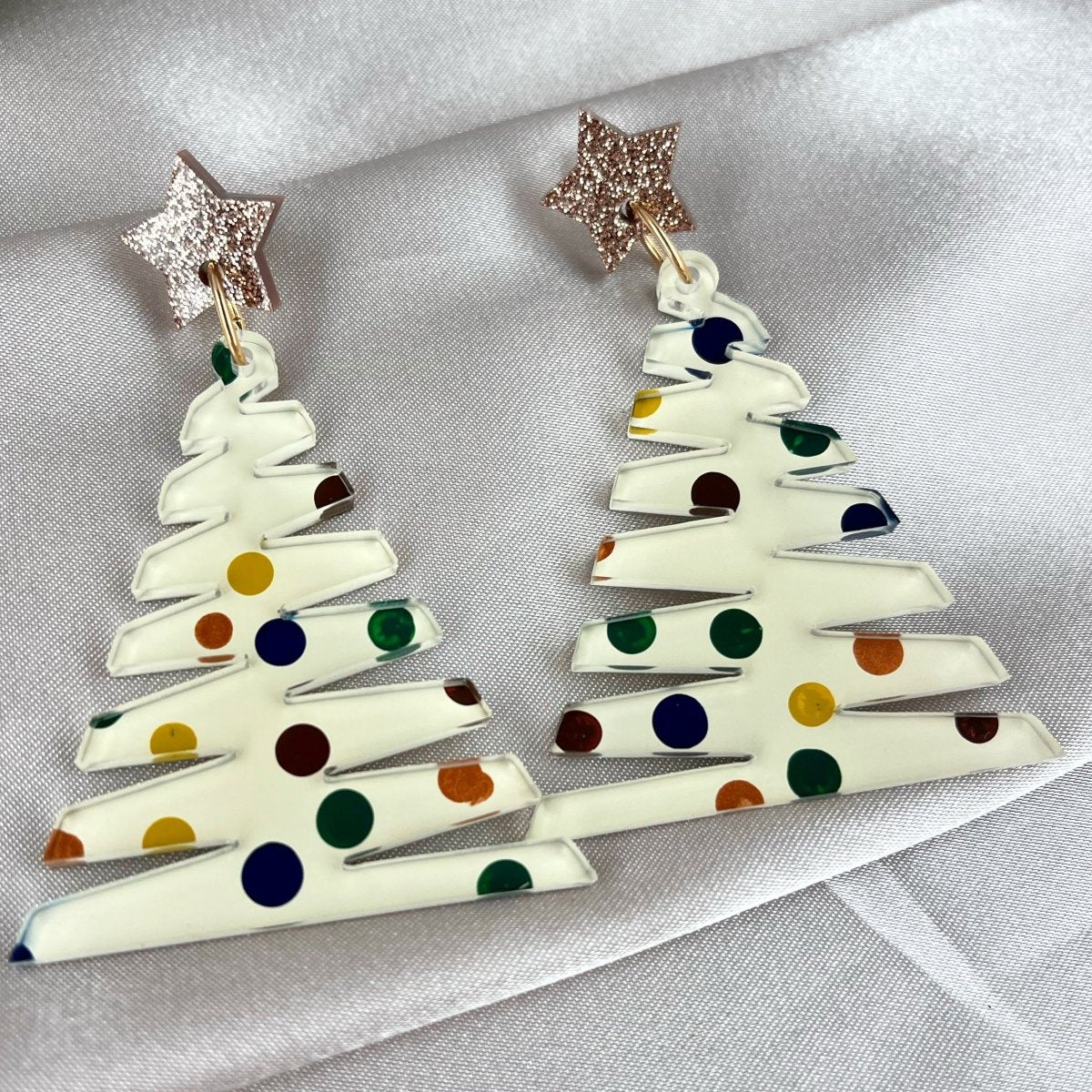 Large Zig Zag Christmas Tree Earrings - By Liv