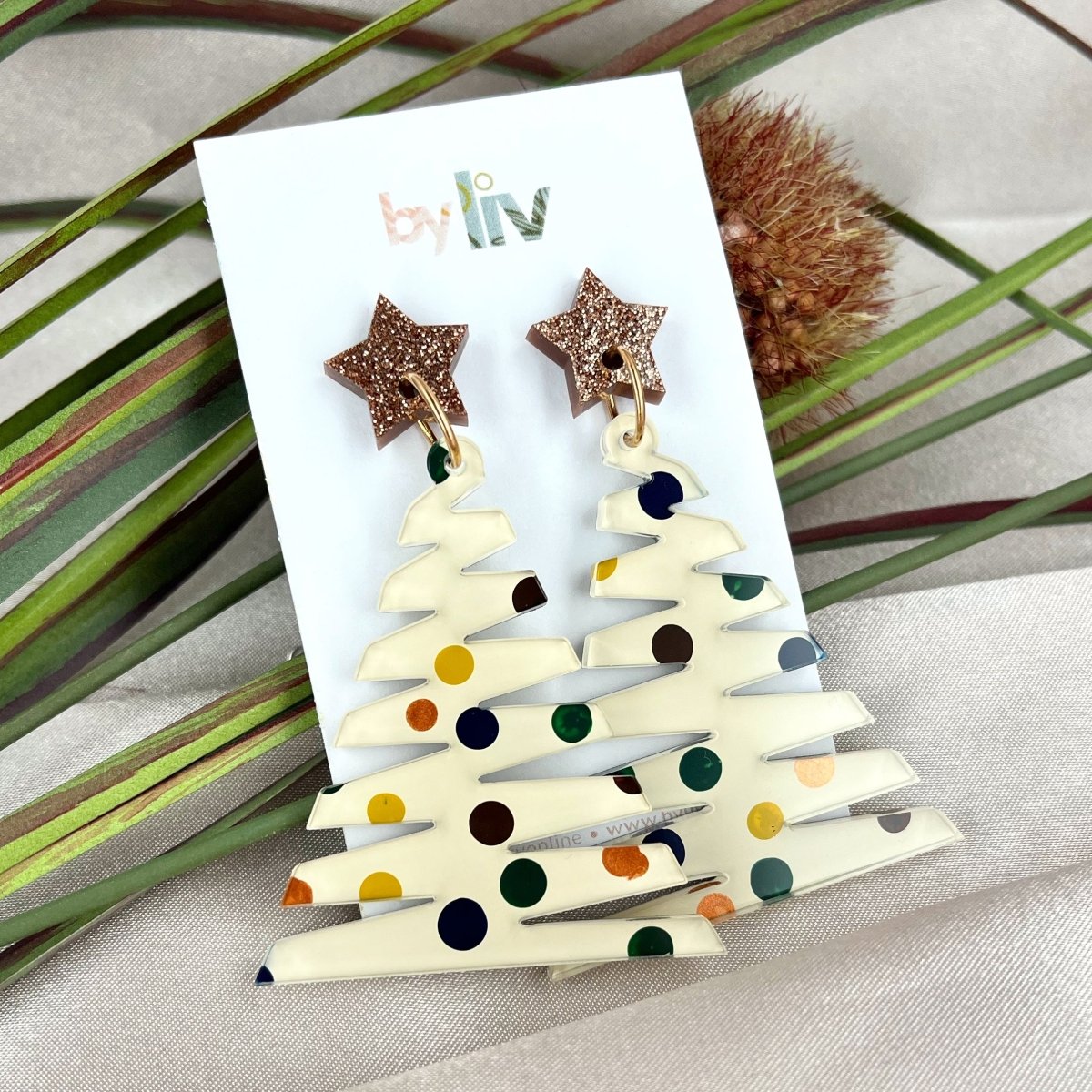 Large Zig Zag Christmas Tree Earrings - By Liv