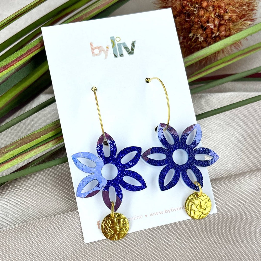 Lavender Fields - Flower Hoop Dangles - By Liv