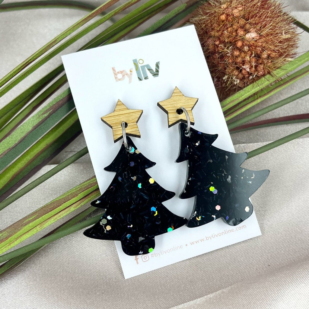 Midnight Magic – Classic Christmas Tree Earrings - By Liv