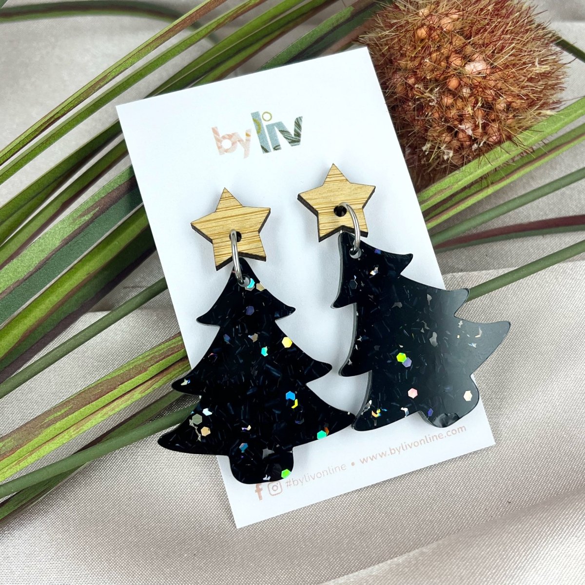 Midnight Magic – Classic Christmas Tree Earrings - By Liv