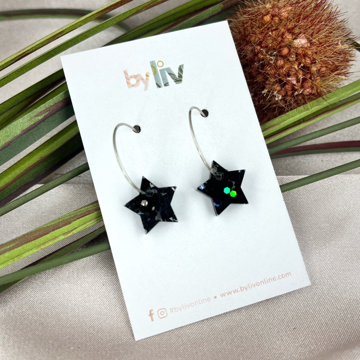 Midnight Magic – Petite Star Hoop Earrings - By Liv