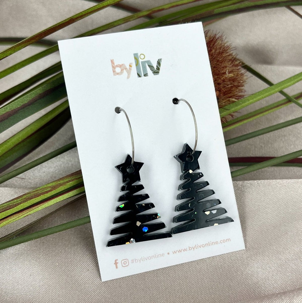 Midnight Magic – Petite Zig Zag Tree Earrings - By Liv