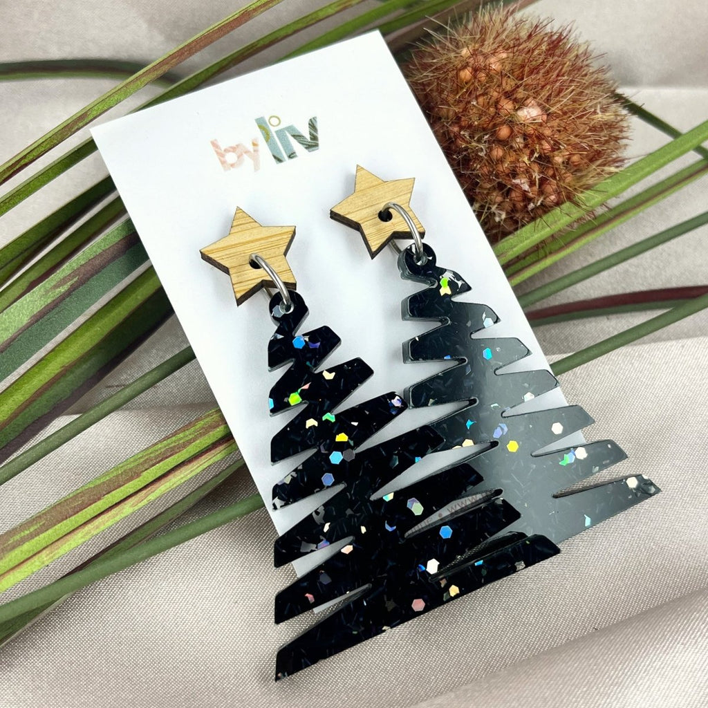 Midnight Magic – Statement Christmas Tree Earrings - By Liv