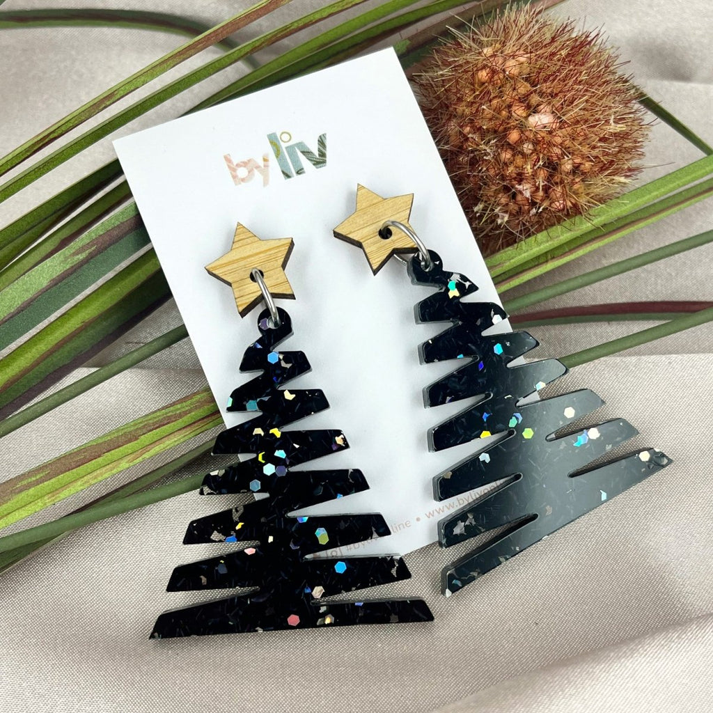 Midnight Magic – Statement Christmas Tree Earrings - By Liv