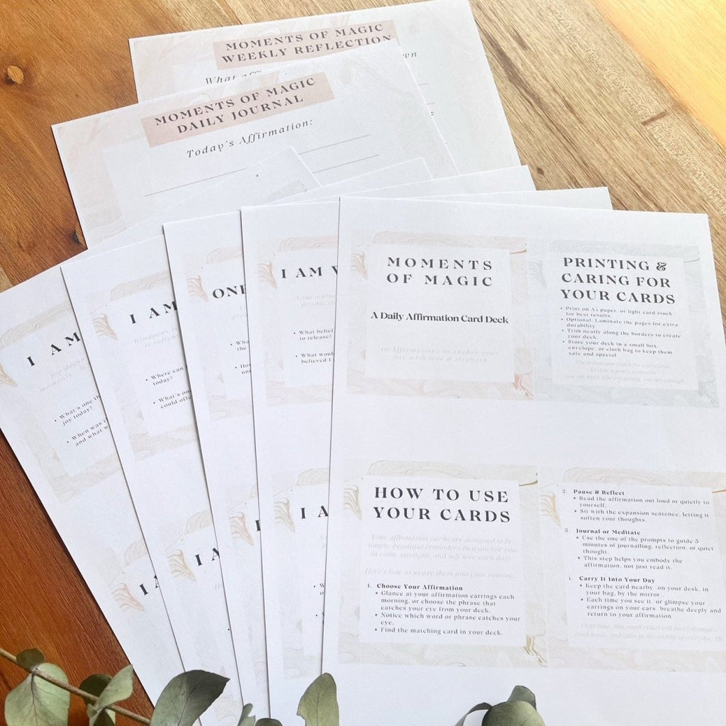Moments of Magic: Daily Affirmation Card Deck + Journal Pages (Self - Care for Women) - By Liv
