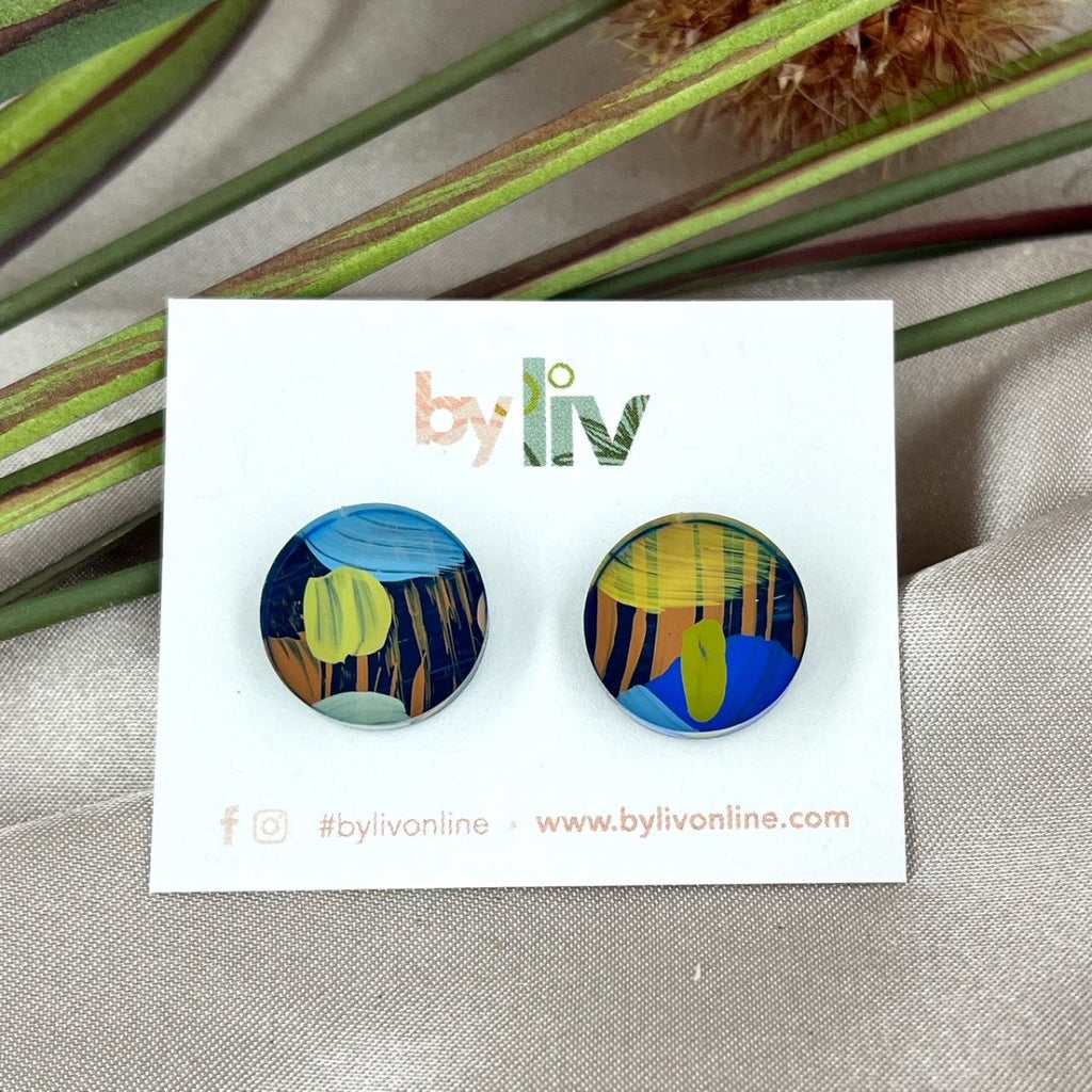 Moody Pastels Stud Earrings - Hand Painted Limited Edition Jewellery - By Liv