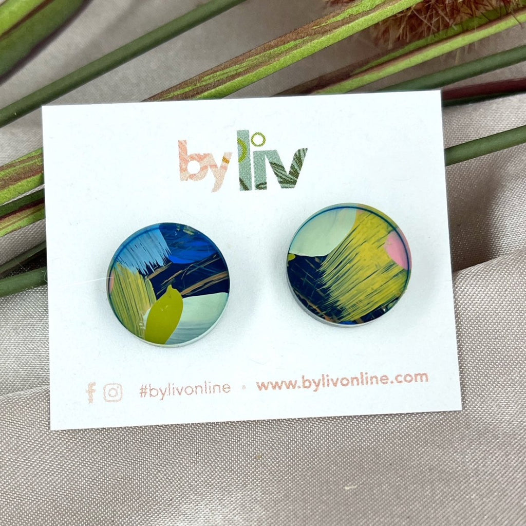 Moody Pastels Stud Earrings - Hand Painted Limited Edition Jewellery - By Liv