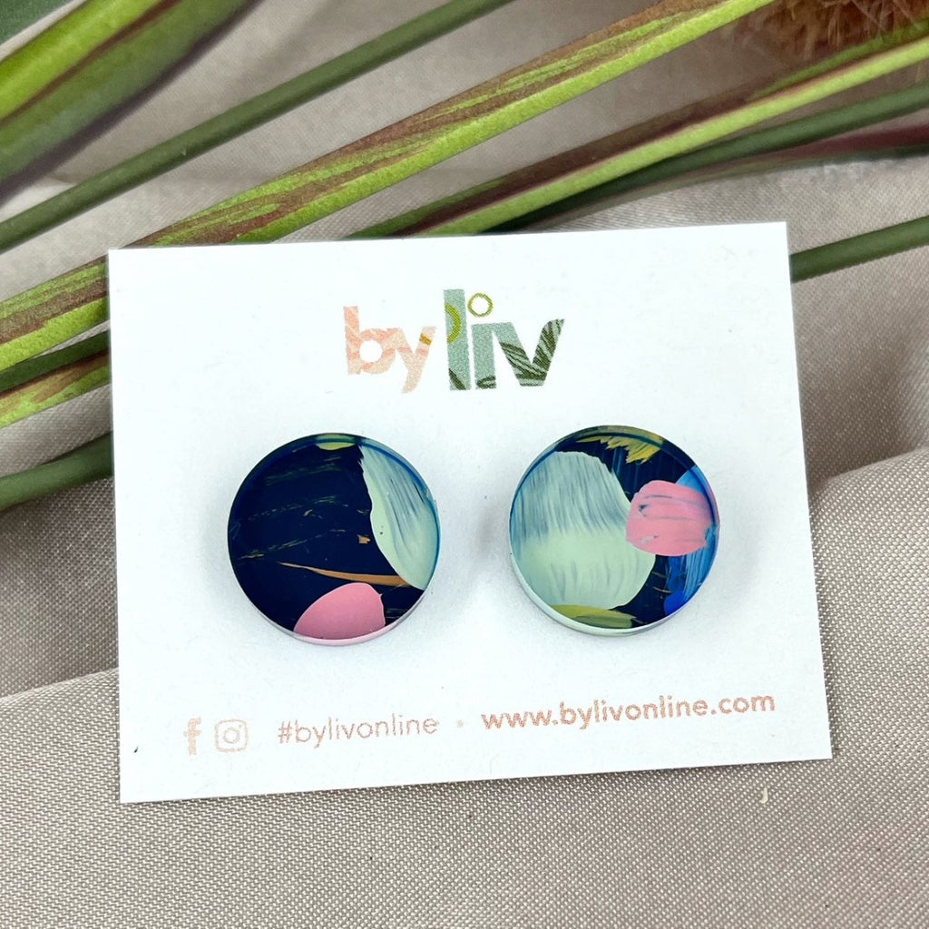 Moody Pastels Stud Earrings - Hand Painted Limited Edition Jewellery - By Liv