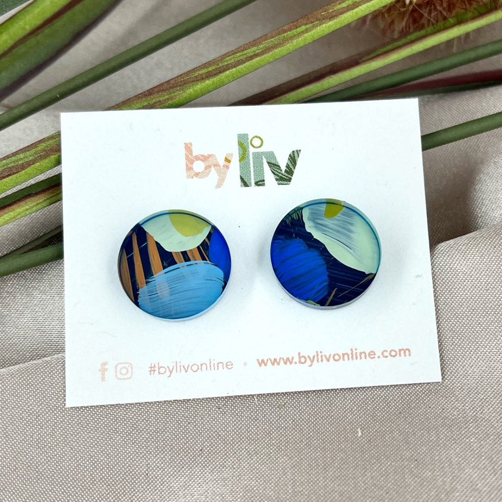 Moody Pastels Stud Earrings - Hand Painted Limited Edition Jewellery - By Liv