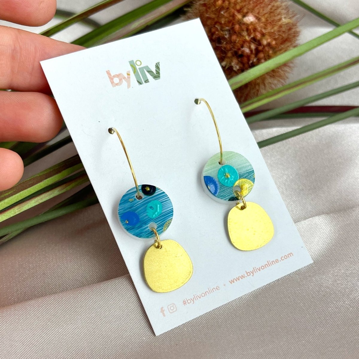 Ocean Dip - Gold Hoop Dangles - By Liv