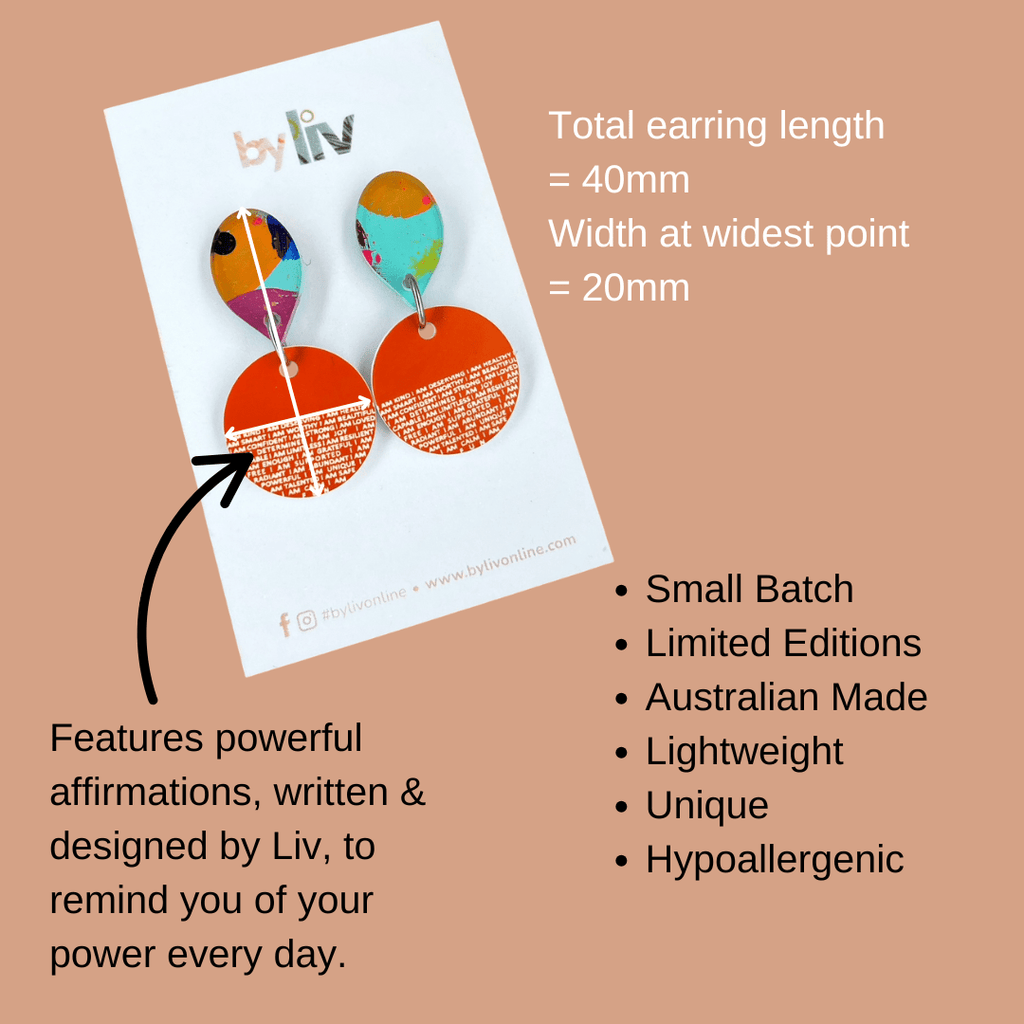 Orange Handpainted Affirmation Earrings | Limited Edition By Liv - By Liv