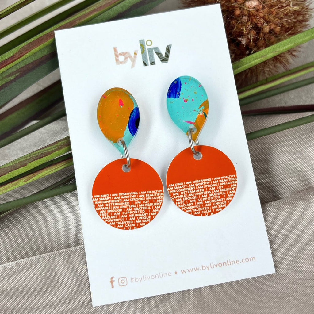 Orange Handpainted Affirmation Earrings | Limited Edition By Liv - By Liv
