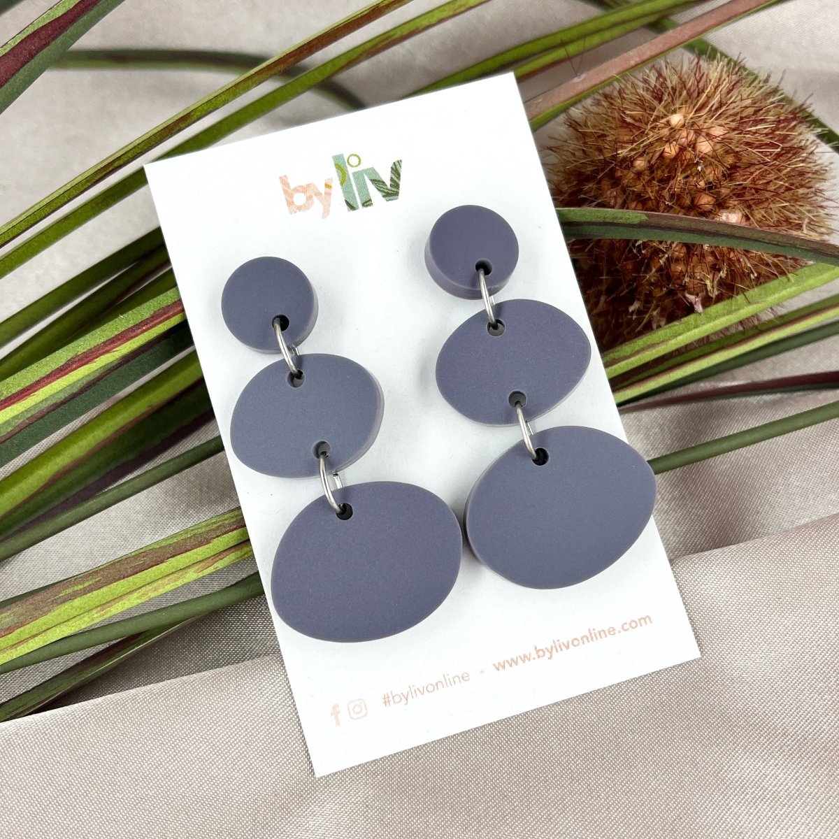 Pebble Stack Dangles - in Slate - By Liv
