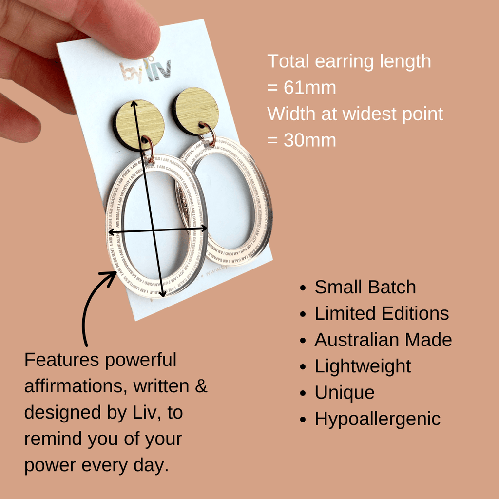 Rose Gold Affirmation Earrings - Studs or Hoops | By Liv - By Liv
