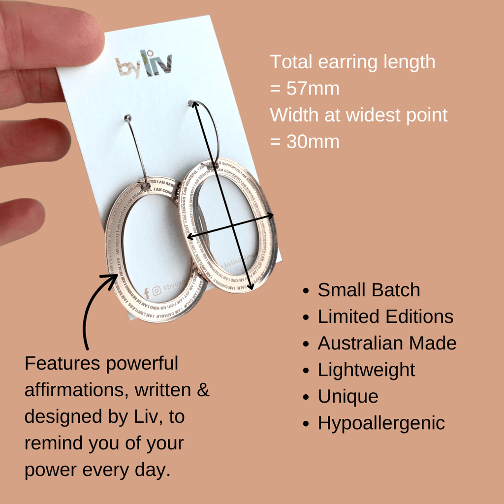 Rose Gold Affirmation Earrings - Studs or Hoops | By Liv - By Liv