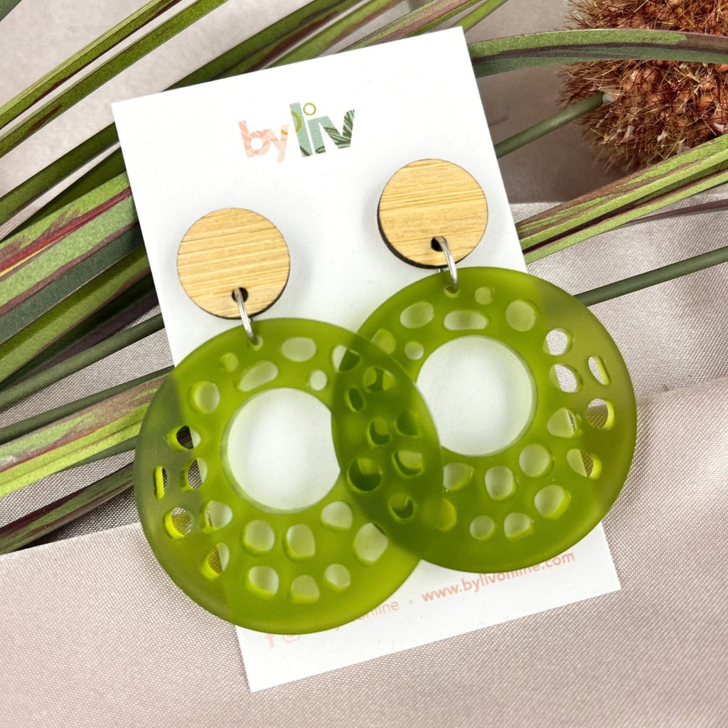 Round Colour Dangles - in Evergreen - By Liv