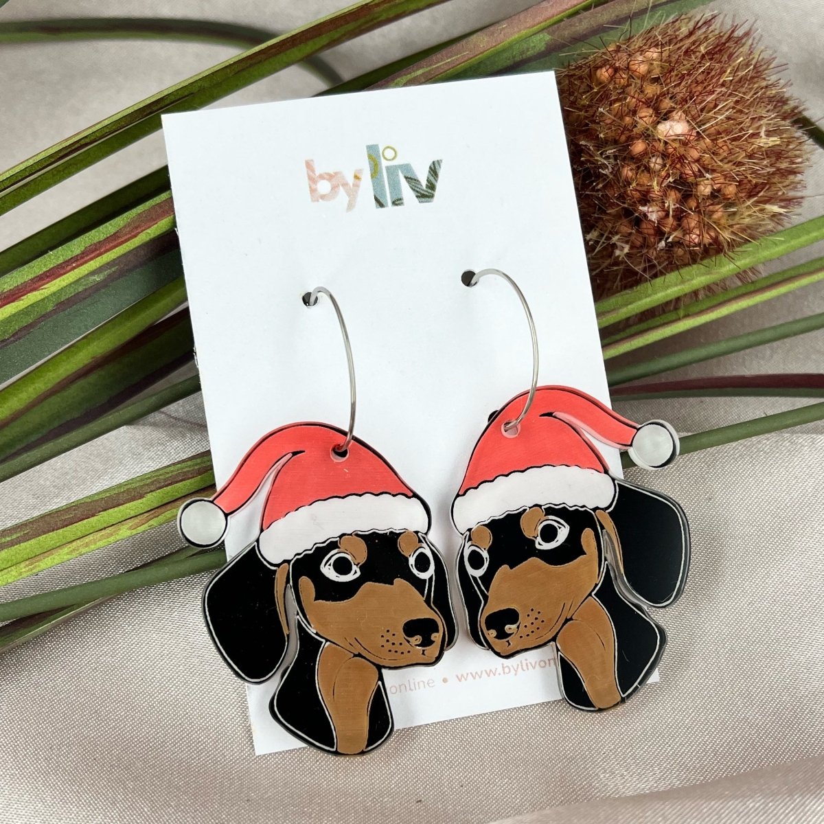 Santa Sausage Earrings - By Liv